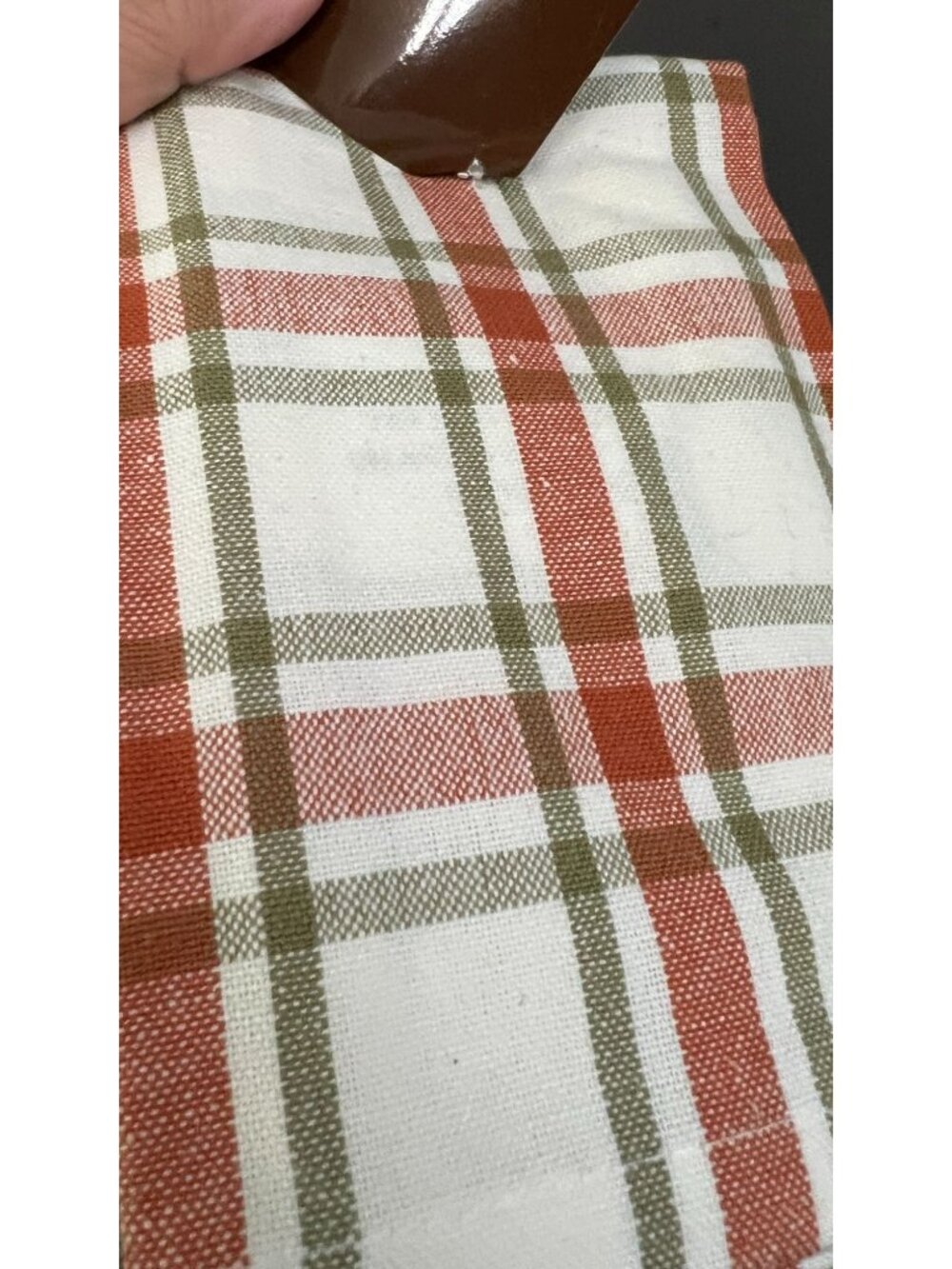 Fall Plaid Dishcloth Set 12" X 12" 6-Pack Orange & Green Cotton Microfiber Blend - Picture 4 of 5